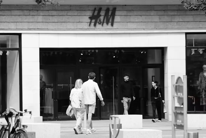 People outside a city storefront