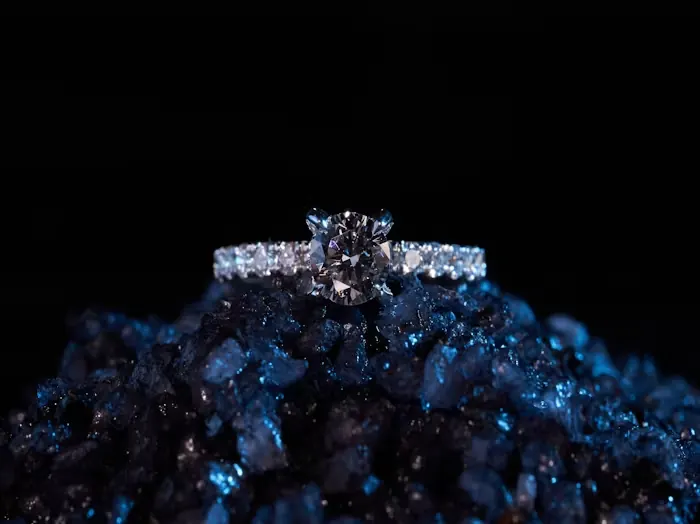 Close view of a textured jewel-like object